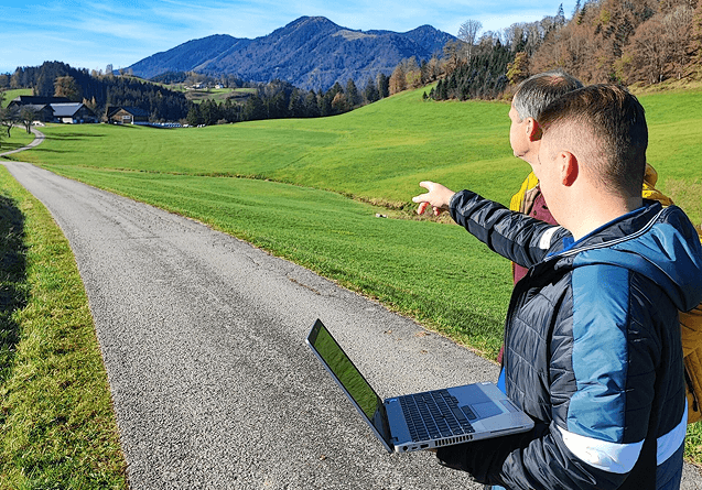 Trassierung und Vermessung auf einer Baustelle
